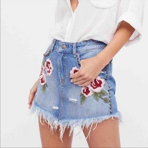 Free People Wild Rose Ember Mini Skit in Light Denim